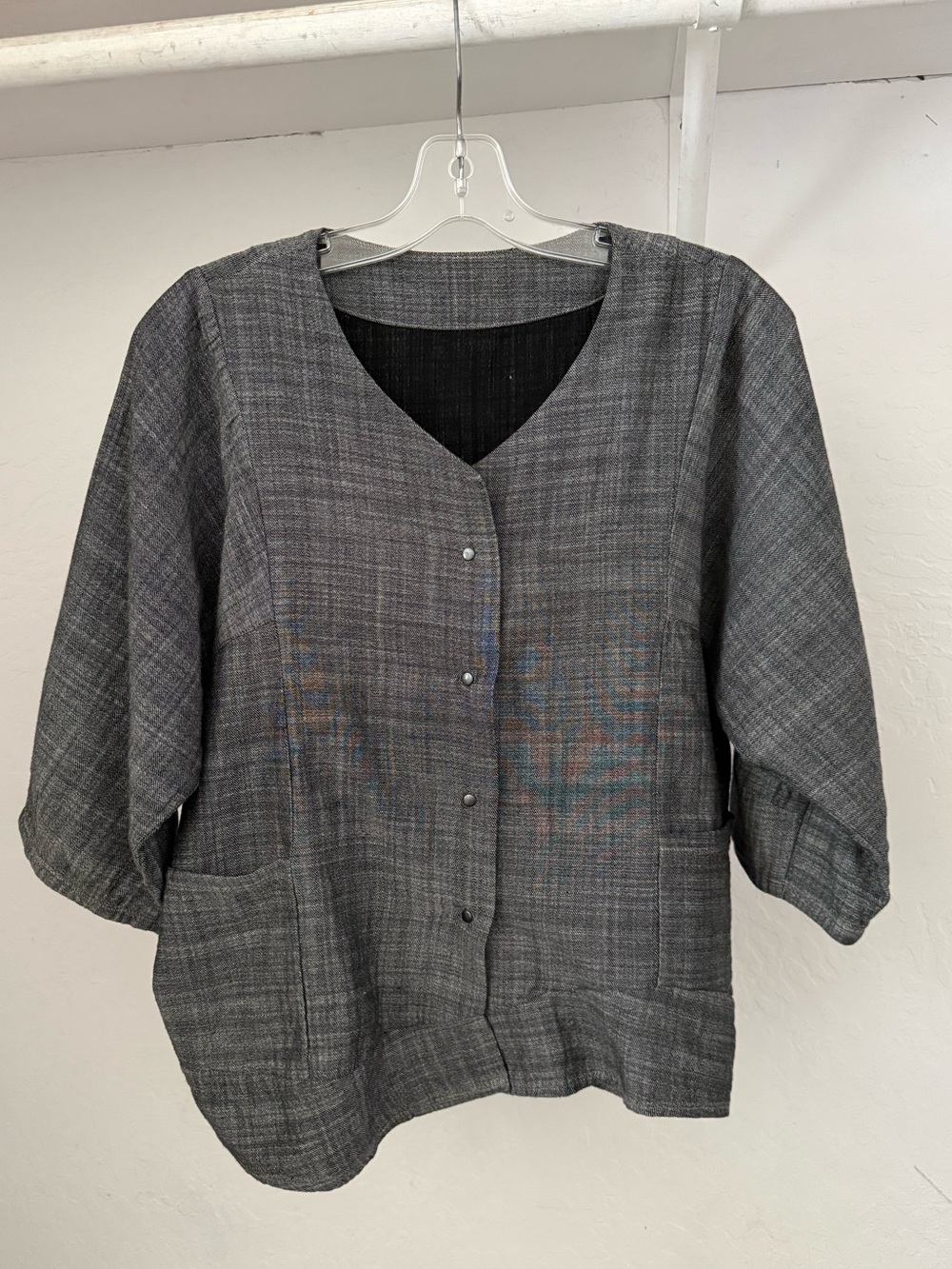 Y2K Babette SF 100% Cotton Snap Front Salt & Pepper Jacket